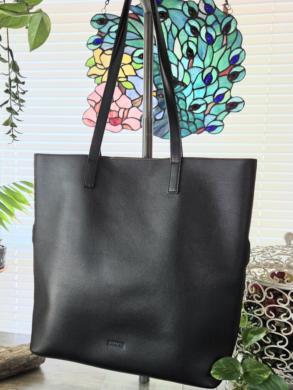 Away Black Leather Large Tote Bag Travel Business Men's Women's